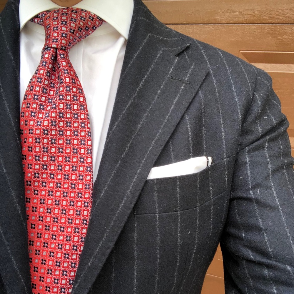 EUC SPIER & MACKAY Navy Flannel Pinstripe Suit 38R